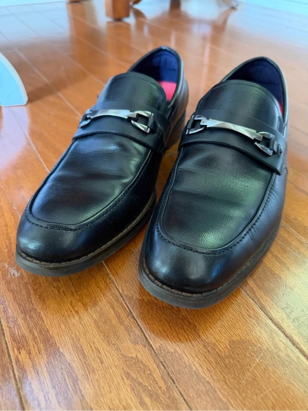 Stacy Adams Black Leather Bit Slip-On Loafers